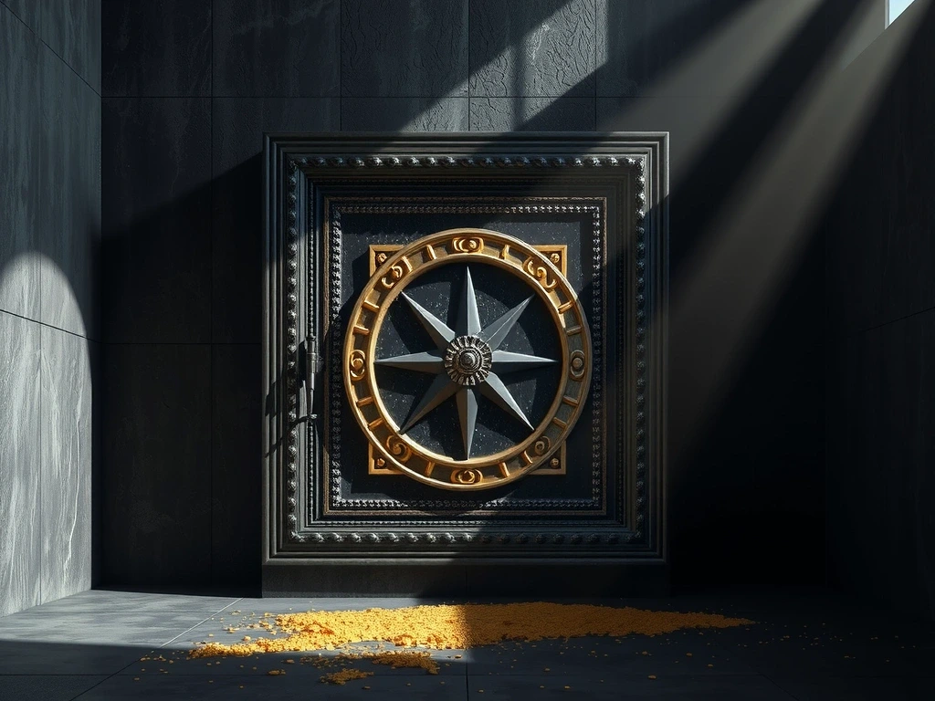 Złota pieczęć na ciemnym tle